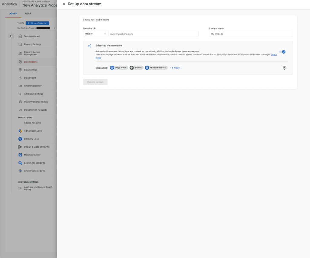 How To Add A Data Stream Step 3 Without Website Address And Stream Name