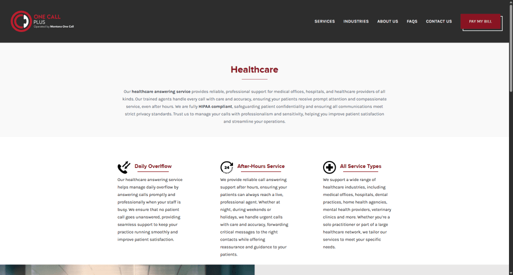 Healthcare Montana One Call Plus Live Call Answering Service for Education 06 09 2025 01 35 PM