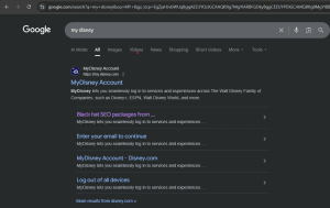 my Disney SERP